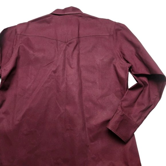 Vintage Wrangler Maroon Bushpopper Heavy Denim Pearl Snap Long Sleeve XL - Picture 4 of 5